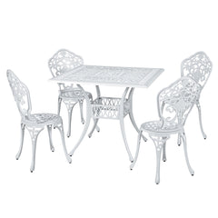 Gardeon Outdoor Dining Set 5 Piece Chairs Table Cast Aluminum Patio White Furniture > Outdoor FF-DINING-CALU-WH-AB Online Furniture