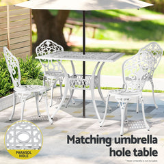 Gardeon Outdoor Dining Set 5 Piece Chairs Table Cast Aluminum Patio White Furniture > Outdoor FF-DINING-CALU-WH-AB Online Furniture