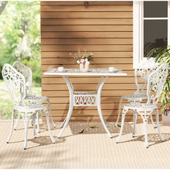 Gardeon Outdoor Dining Set 5 Piece Chairs Table Cast Aluminum Patio White Furniture > Outdoor FF-DINING-CALU-WH-AB Online Furniture