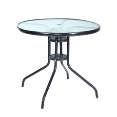 Gardeon Outdoor Dining Table Bar Setting Steel Glass 70CM Furniture > Outdoor FF-TABLE-GL80 Online Furniture