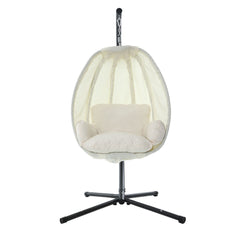 Gardeon Outdoor Egg Swing Chair Patio Furniture Pod Stand Canopy Foldable Cream Furniture > Outdoor HM-EGG-FOLD-S-CREAM Online Furniture