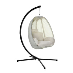 Gardeon Outdoor Egg Swing Chair Patio Furniture Pod Stand Canopy Foldable Cream Furniture > Outdoor HM-EGG-FOLD-S-CREAM Online Furniture