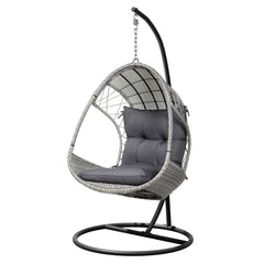 Gardeon Outdoor Egg Swing Chair Wicker Furniture Pod Stand Armrest Light Grey Furniture > Outdoor HM-EGG-RAN-S-ARM-LGR Online Furniture