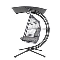 Gardeon Outdoor Egg Swing Chair Wicker Furniture Pod Stand Canopy 2 Seater Grey Furniture > Outdoor HM-EGG-FOLD-D-GR Online Furniture