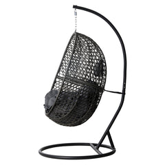 Gardeon Outdoor Egg Swing Chair Wicker Rattan Furniture Pod Stand Cushion Black Furniture > Outdoor HM-EGG-J-SELIPS-S-BK-AB Online Furniture