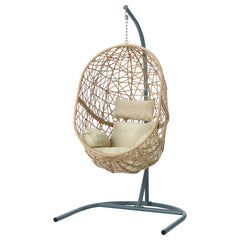 Gardeon Outdoor Egg Swing Chair Wicker Rattan Furniture Pod Stand Cushion Yellow Furniture > Outdoor HM-EGG-J-NEST-S-YE-AB Online Furniture