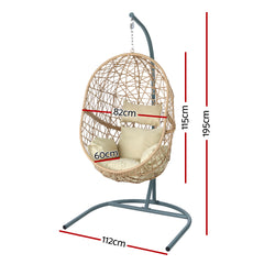 Gardeon Outdoor Egg Swing Chair Wicker Rattan Furniture Pod Stand Cushion Yellow Furniture > Outdoor HM-EGG-J-NEST-S-YE-AB Online Furniture