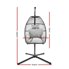 Gardeon Outdoor Egg Swing Chair Wicker Rope Furniture Pod Stand Cushion Grey Furniture > Outdoor HM-EGG-ROPE-S-GREY Online Furniture