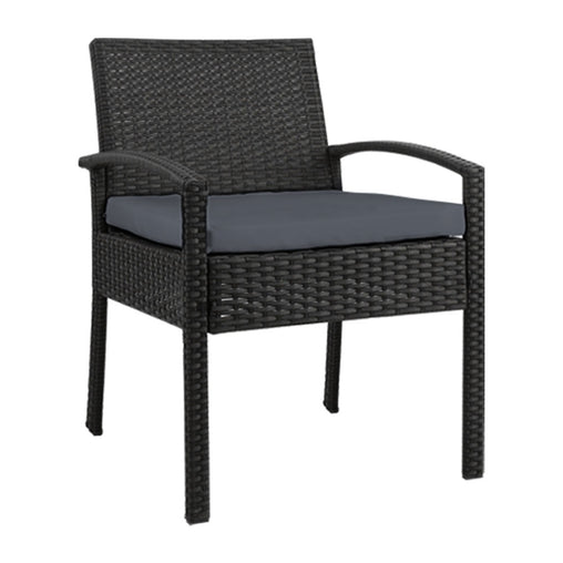 Gardeon Outdoor Furniture Bistro Wicker Chair Black Furniture > Outdoor ODF-CHAIR-TEA-BK Online Furniture