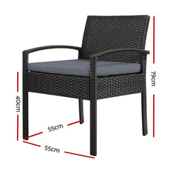 Gardeon Outdoor Furniture Bistro Wicker Chair Black Furniture > Outdoor ODF-CHAIR-TEA-BK Online Furniture