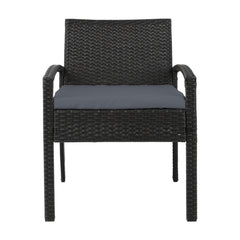 Gardeon Outdoor Furniture Bistro Wicker Chair Black Furniture > Outdoor ODF-CHAIR-TEA-BK Online Furniture