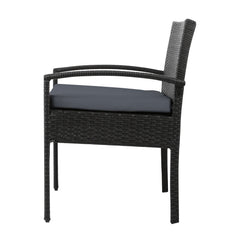 Gardeon Outdoor Furniture Bistro Wicker Chair Black Furniture > Outdoor ODF-CHAIR-TEA-BK Online Furniture