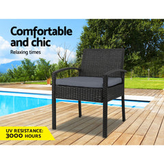 Gardeon Outdoor Furniture Bistro Wicker Chair Black Furniture > Outdoor ODF-CHAIR-TEA-BK Online Furniture