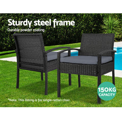 Gardeon Outdoor Furniture Bistro Wicker Chair Black Furniture > Outdoor ODF-CHAIR-TEA-BK Online Furniture