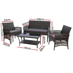 Gardeon Outdoor Furniture Dining Set Outdoor Lounge Setting Rattan Patio Grey Furniture > Outdoor ODF-RATTAN-HARP-GE-AB-COVER Online Furniture