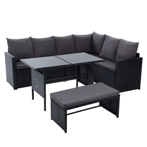 Gardeon Outdoor Furniture Dining Setting Sofa Set Lounge Wicker 8 Seater Black Furniture > Outdoor ODF-SDBOSS-1BENCH-BK Online Furniture