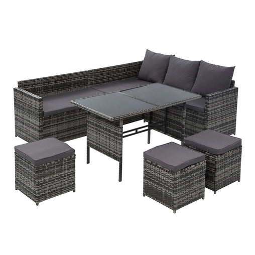 Gardeon Outdoor Furniture Dining Setting Sofa Set Lounge Wicker 9 Seater Mixed Grey Furniture > Outdoor ODF-SDBOSS-3OTM-GE Online Furniture