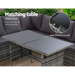 Gardeon Outdoor Furniture Dining Setting Sofa Set Lounge Wicker 9 Seater Mixed Grey Furniture > Outdoor ODF-SDBOSS-3OTM-GE Online Furniture