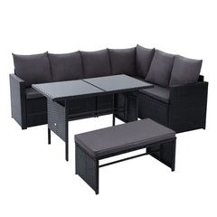 Gardeon Outdoor Furniture Dining Setting Sofa Set Wicker 8 Seater Storage Cover Black Furniture > Outdoor ODF-SDBOSS-1BENCH-BK-COVER Online Furniture