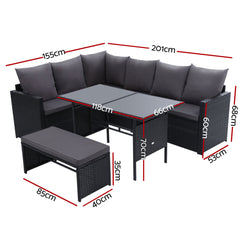 Gardeon Outdoor Furniture Dining Setting Sofa Set Wicker 8 Seater Storage Cover Black Furniture > Outdoor ODF-SDBOSS-1BENCH-BK-COVER Online Furniture