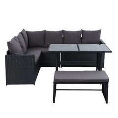 Gardeon Outdoor Furniture Dining Setting Sofa Set Wicker 8 Seater Storage Cover Black Furniture > Outdoor ODF-SDBOSS-1BENCH-BK-COVER Online Furniture