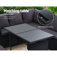 Gardeon Outdoor Furniture Dining Setting Sofa Set Wicker 8 Seater Storage Cover Black Furniture > Outdoor ODF-SDBOSS-1BENCH-BK-COVER Online Furniture