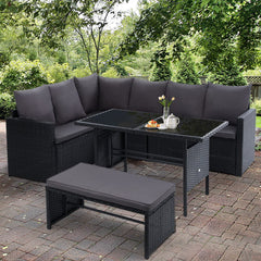 Gardeon Outdoor Furniture Dining Setting Sofa Set Wicker 8 Seater Storage Cover Black Furniture > Outdoor ODF-SDBOSS-1BENCH-BK-COVER Online Furniture