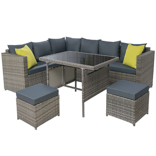 Gardeon Outdoor Furniture Patio Set Dining Sofa Table Chair Lounge Garden Wicker Grey Furniture > Outdoor FF-SDBOSS-OTM-GE-ABC Online Furniture