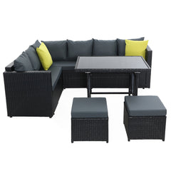 Gardeon Outdoor Furniture Patio Set Dining Sofa Table Chair Lounge Wicker Garden Black Furniture > Outdoor FF-SDBOSS-OTM-BK-ABC Online Furniture