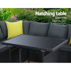 Gardeon Outdoor Furniture Patio Set Dining Sofa Table Chair Lounge Wicker Garden Black Furniture > Outdoor FF-SDBOSS-OTM-BK-ABC Online Furniture