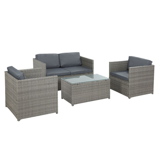 Gardeon Outdoor Furniture Sofa Set 4-Seater Wicker Lounge Setting Table Chairs Furniture > Outdoor ODF-SOFA-4PCS-HJ-GE-AB Online Furniture