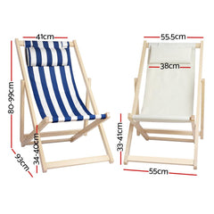 Gardeon Outdoor Furniture Sun Lounge Beach Chairs Deck Chair Folding Wooden Patio - ozily