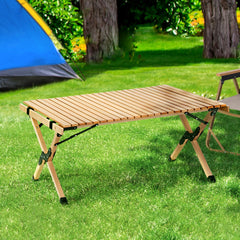 Gardeon Outdoor Furniture Wooden Egg Roll Picnic Table Camping Desk 90CM Furniture > Outdoor WOOD-ROLL-TB-90-WN Online Furniture