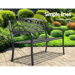 Gardeon Outdoor Garden Bench - Black - ozily