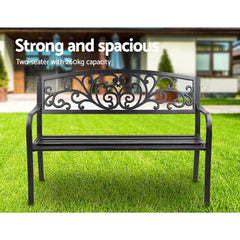 Gardeon Outdoor Garden Bench - Black - ozily