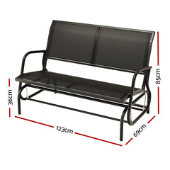 Gardeon Outdoor Garden Bench Seat Swing Glider Rocking 2 Seater Patio Furniture Black Furniture > Outdoor GB-STEEL-SWING-BK Online Furniture