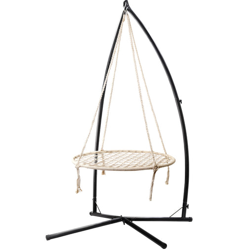 Gardeon Outdoor Hammock Chair with Stand 100cm - Cream Furniture > Outdoor HM-CHAIR-NEST-CREAM-X Online Furniture