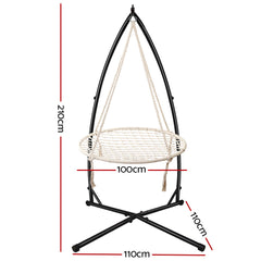 Gardeon Outdoor Hammock Chair with Stand 100cm - Cream Furniture > Outdoor HM-CHAIR-NEST-CREAM-X Online Furniture