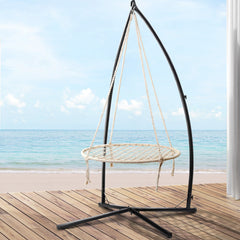 Gardeon Outdoor Hammock Chair with Stand 100cm - Cream Furniture > Outdoor HM-CHAIR-NEST-CREAM-X Online Furniture