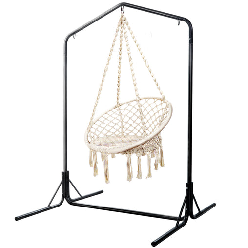 Gardeon Outdoor Hammock Chair with Stand Cotton Swing Relax Hanging 124CM Cream Furniture > Outdoor HM-CHAIR-SWING-CREAM-U Online Furniture