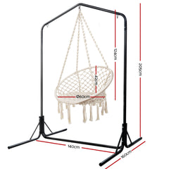 Gardeon Outdoor Hammock Chair with Stand Cotton Swing Relax Hanging 124CM Cream Furniture > Outdoor HM-CHAIR-SWING-CREAM-U Online Furniture