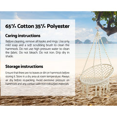 Gardeon Outdoor Hammock Chair with Stand Cotton Swing Relax Hanging 124CM Cream Furniture > Outdoor HM-CHAIR-SWING-CREAM-U Online Furniture