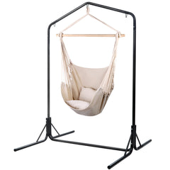 Gardeon Outdoor Hammock Chair with Stand Hanging Hammock with Pillow Cream Furniture > Outdoor HM-CHAIR-PILLOW-CREAM-U Online Furniture