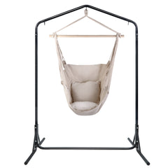 Gardeon Outdoor Hammock Chair with Stand Hanging Hammock with Pillow Cream Furniture > Outdoor HM-CHAIR-PILLOW-CREAM-U Online Furniture