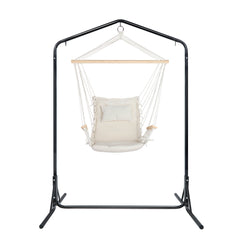 Gardeon Outdoor Hammock Chair with Stand Swing Hanging Hammock Garden Cream Furniture > Outdoor HM-CHAIR-ARM-CREAM-U Online Furniture