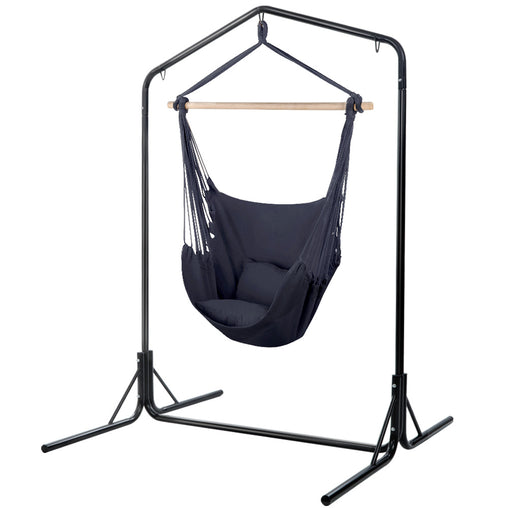 Gardeon Outdoor Hammock Chair with Stand Swing Hanging Hammock with Pillow Grey Furniture > Outdoor HM-CHAIR-PILLOW-GREY-U Online Furniture