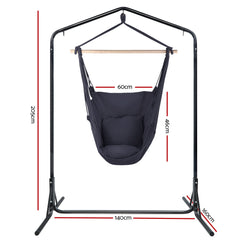 Gardeon Outdoor Hammock Chair with Stand Swing Hanging Hammock with Pillow Grey Furniture > Outdoor HM-CHAIR-PILLOW-GREY-U Online Furniture