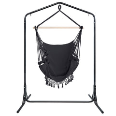 Gardeon Outdoor Hammock Chair with Stand Tassel Hanging Rope Hammocks Grey Furniture > Outdoor HM-CHAIR-TASSEL-GREY-U Online Furniture