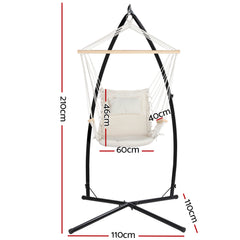 Gardeon Outdoor Hammock Chair with Steel Stand Hanging Hammock Beach Cream Furniture > Outdoor HM-CHAIR-ARM-CREAM-X Online Furniture