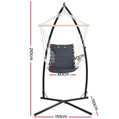 Gardeon Outdoor Hammock Chair with Steel Stand Hanging Hammock Beach Grey Furniture > Outdoor HM-CHAIR-ARM-GREY-X Online Furniture